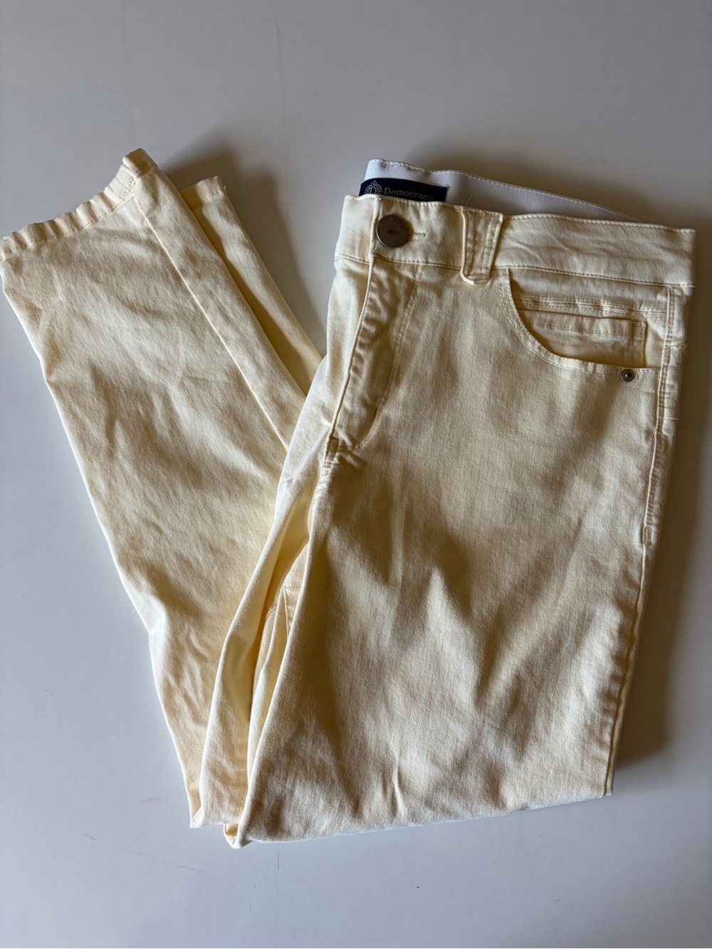 Democracy Pants Womens 14 Yellow Ab'solution Skinny Stretch Casual Denim Jeans